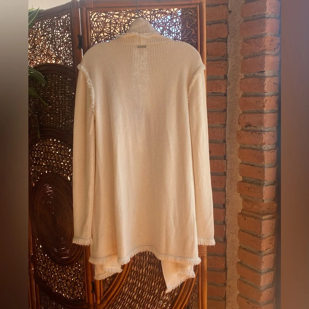 NWOT Michael Kors Cream Knit Waffle Fringe Sweater Excellent Condition!